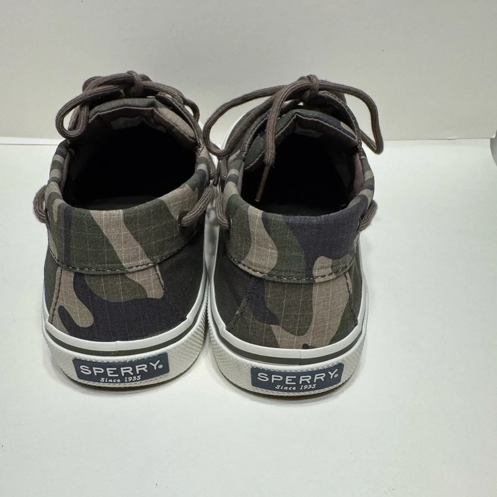 Sperry Men's Boat Shoes New Size 9.5 Black and Green Camouflage